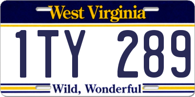 WV license plate 1TY289