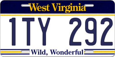 WV license plate 1TY292