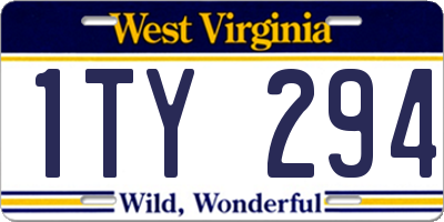 WV license plate 1TY294