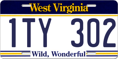 WV license plate 1TY302