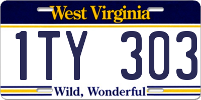 WV license plate 1TY303