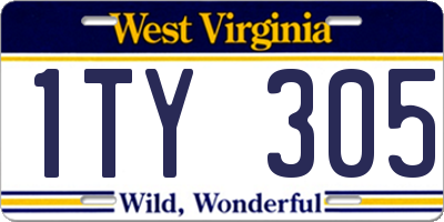WV license plate 1TY305
