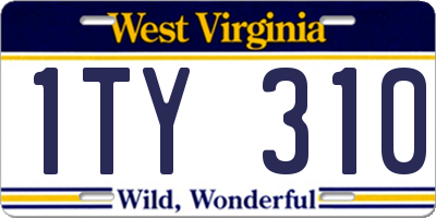WV license plate 1TY310