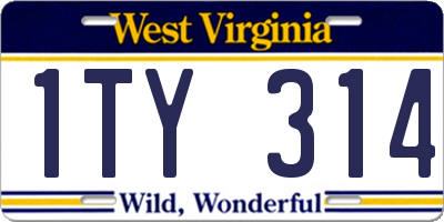 WV license plate 1TY314