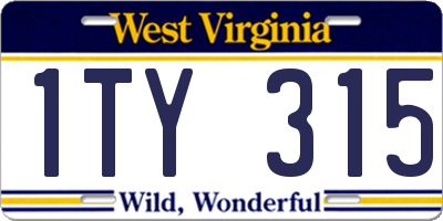 WV license plate 1TY315