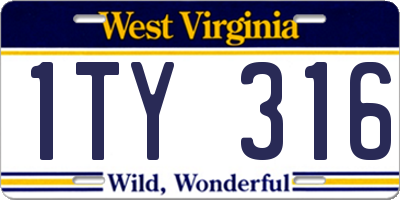 WV license plate 1TY316
