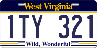 WV license plate 1TY321