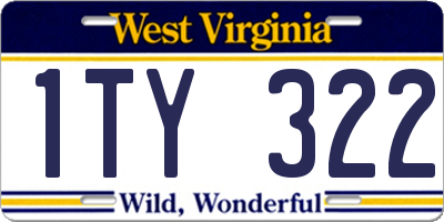 WV license plate 1TY322