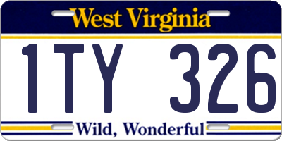 WV license plate 1TY326