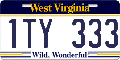 WV license plate 1TY333