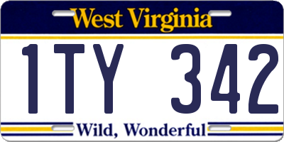 WV license plate 1TY342