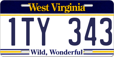 WV license plate 1TY343