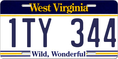 WV license plate 1TY344