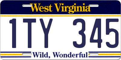 WV license plate 1TY345