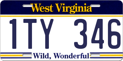 WV license plate 1TY346