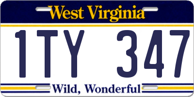 WV license plate 1TY347