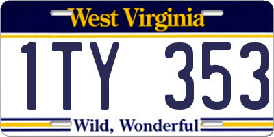 WV license plate 1TY353