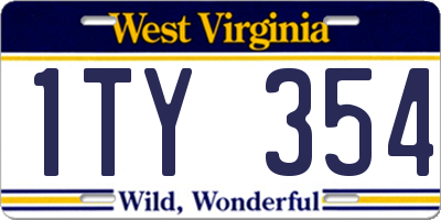WV license plate 1TY354