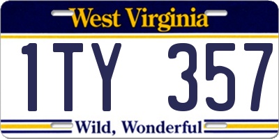 WV license plate 1TY357