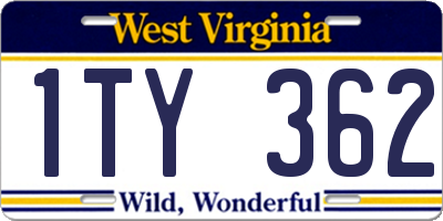 WV license plate 1TY362
