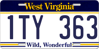 WV license plate 1TY363