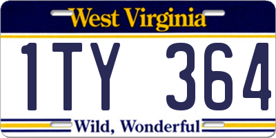WV license plate 1TY364