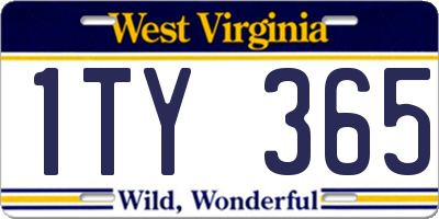 WV license plate 1TY365