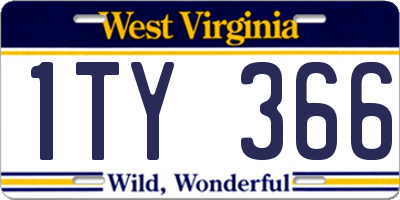 WV license plate 1TY366