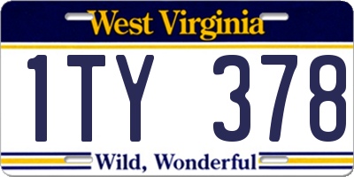 WV license plate 1TY378