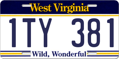 WV license plate 1TY381