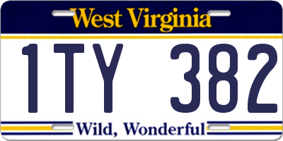 WV license plate 1TY382