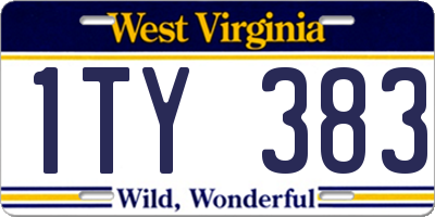 WV license plate 1TY383