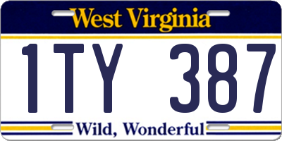 WV license plate 1TY387
