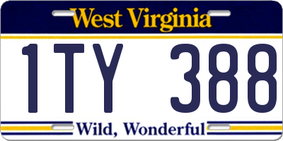 WV license plate 1TY388