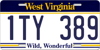 WV license plate 1TY389