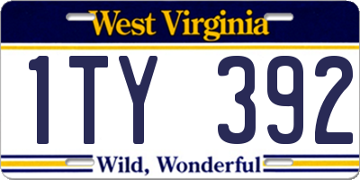 WV license plate 1TY392