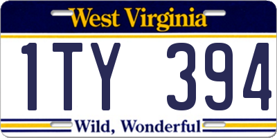 WV license plate 1TY394