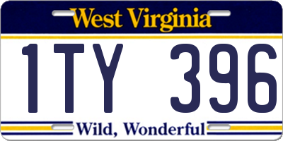 WV license plate 1TY396