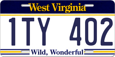 WV license plate 1TY402