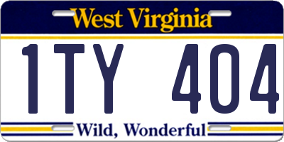 WV license plate 1TY404