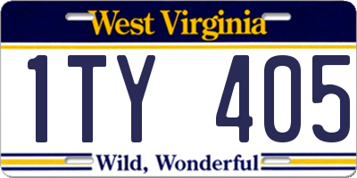WV license plate 1TY405