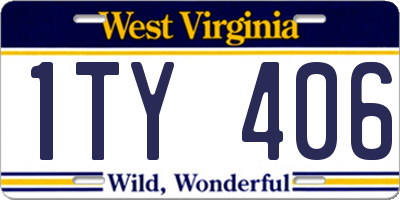 WV license plate 1TY406