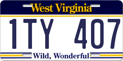 WV license plate 1TY407