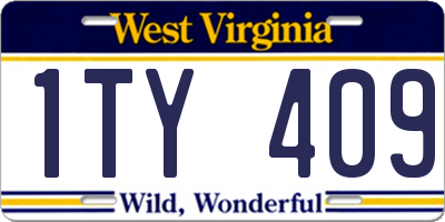 WV license plate 1TY409