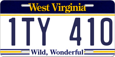 WV license plate 1TY410