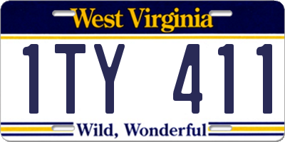 WV license plate 1TY411