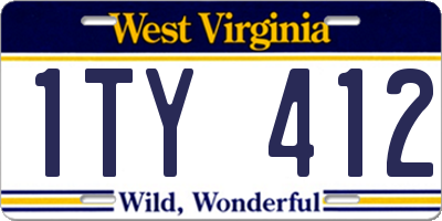 WV license plate 1TY412