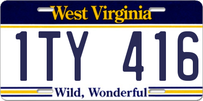 WV license plate 1TY416