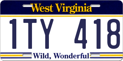 WV license plate 1TY418