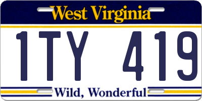 WV license plate 1TY419